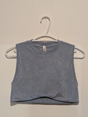 NWOT Free People FP Movement Mineral Wash Good Karma Crop Top Blue Y2K Style M/L